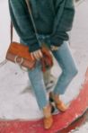 skinny jeans + ovrsize sweater + heels + bag